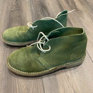 Vintage Green Suede Ankle Boots